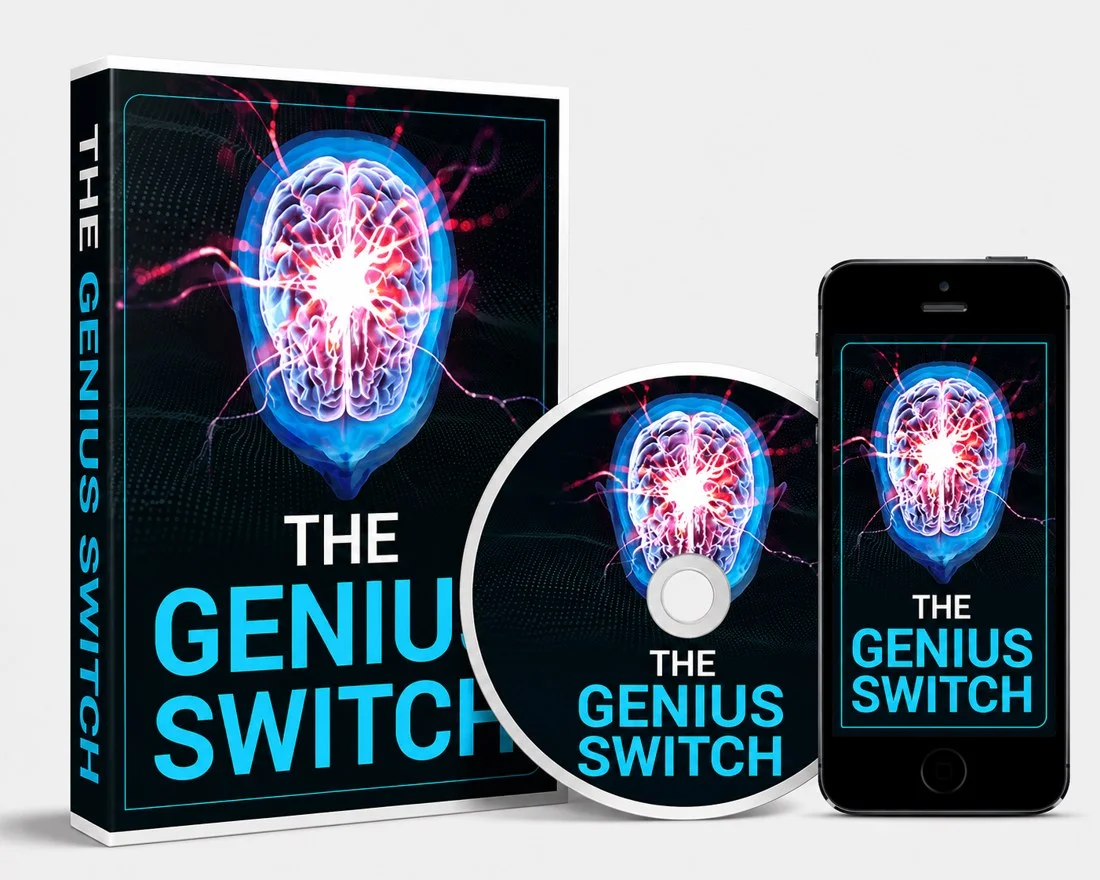The Genius Switch — Starter package box, CD, and phone